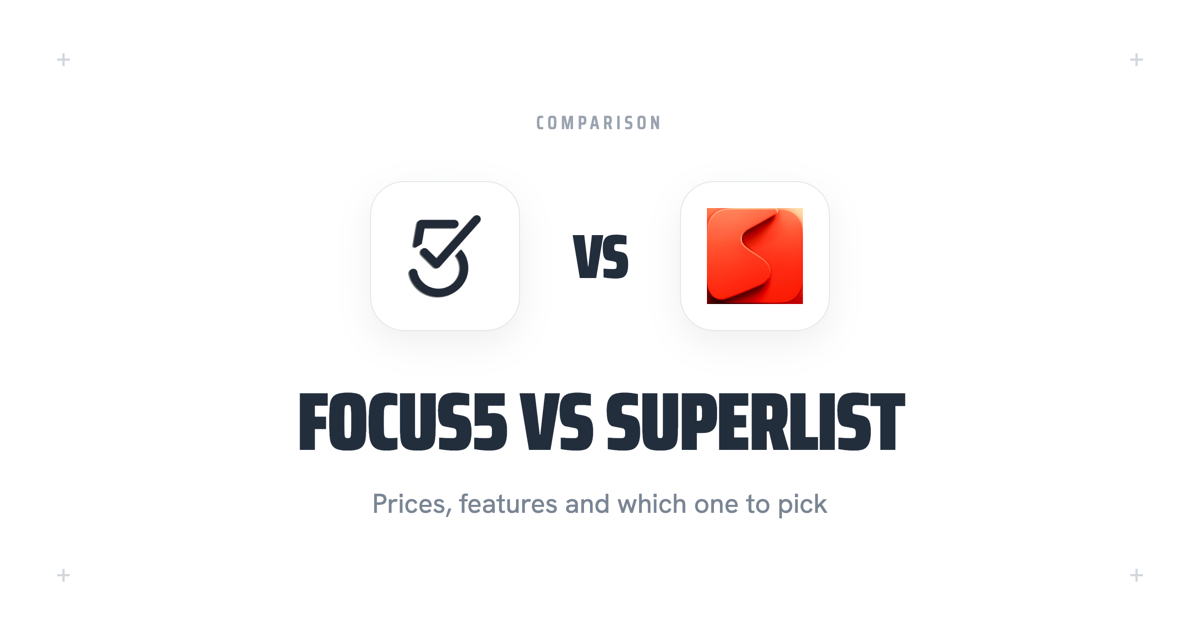 The Focus5 mark and the Superlist mark side by side, divided by VS
