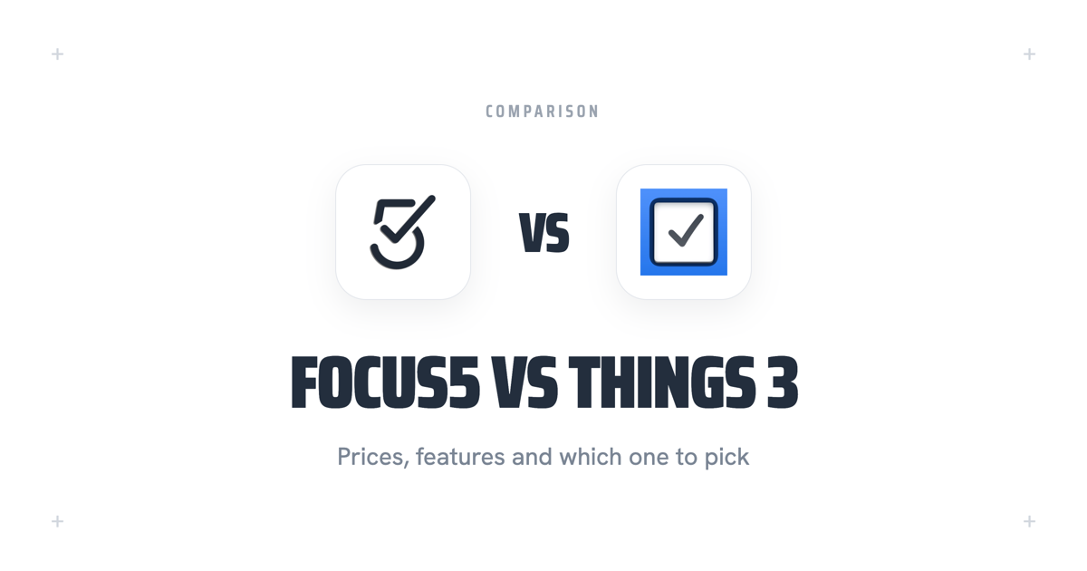 The Focus5 mark and the Things 3 mark side by side, divided by VS