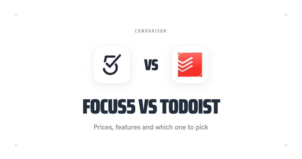 The Focus5 mark and the Todoist mark side by side, divided by VS