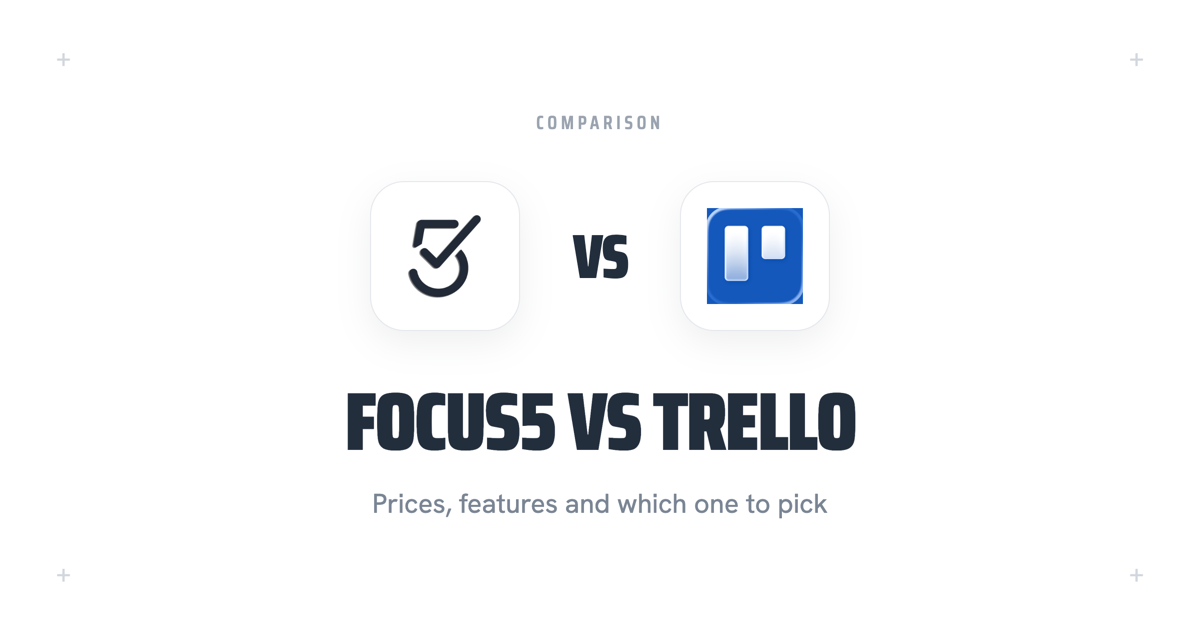 The Focus5 mark and the Trello mark side by side, divided by VS